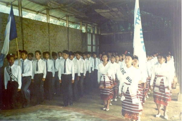 The School contingent preparing to particpate in the Republic Day Celebration, 1996.